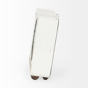 Mercana Karl Rustic Table Clock - Compact 8-Inch Rounded Square Design for Farmhouse Style Decor White Iron 69486