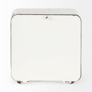 Mercana Karl Rustic Table Clock - Compact 8-Inch Rounded Square Design for Farmhouse Style Decor White Iron 69486