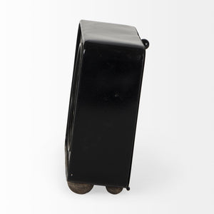 Mercana Karl Rustic Table Clock - Compact 8-Inch Rounded Square Design for Farmhouse Style Decor Black Iron 69487