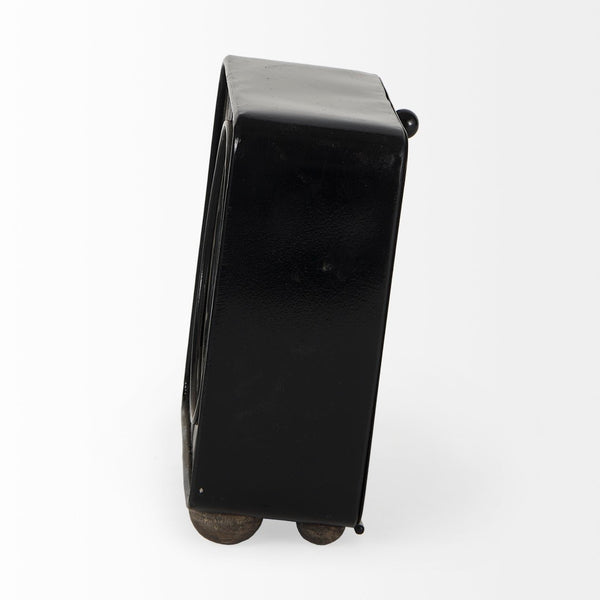 Mercana Karl Rustic Table Clock - Compact 8-Inch Rounded Square Design for Farmhouse Style Decor Black Iron 69487