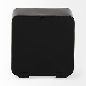 Mercana Karl Rustic Table Clock - Compact 8-Inch Rounded Square Design for Farmhouse Style Decor Black Iron 69487