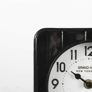 Mercana Karl Rustic Table Clock - Compact 8-Inch Rounded Square Design for Farmhouse Style Decor Black Iron 69487