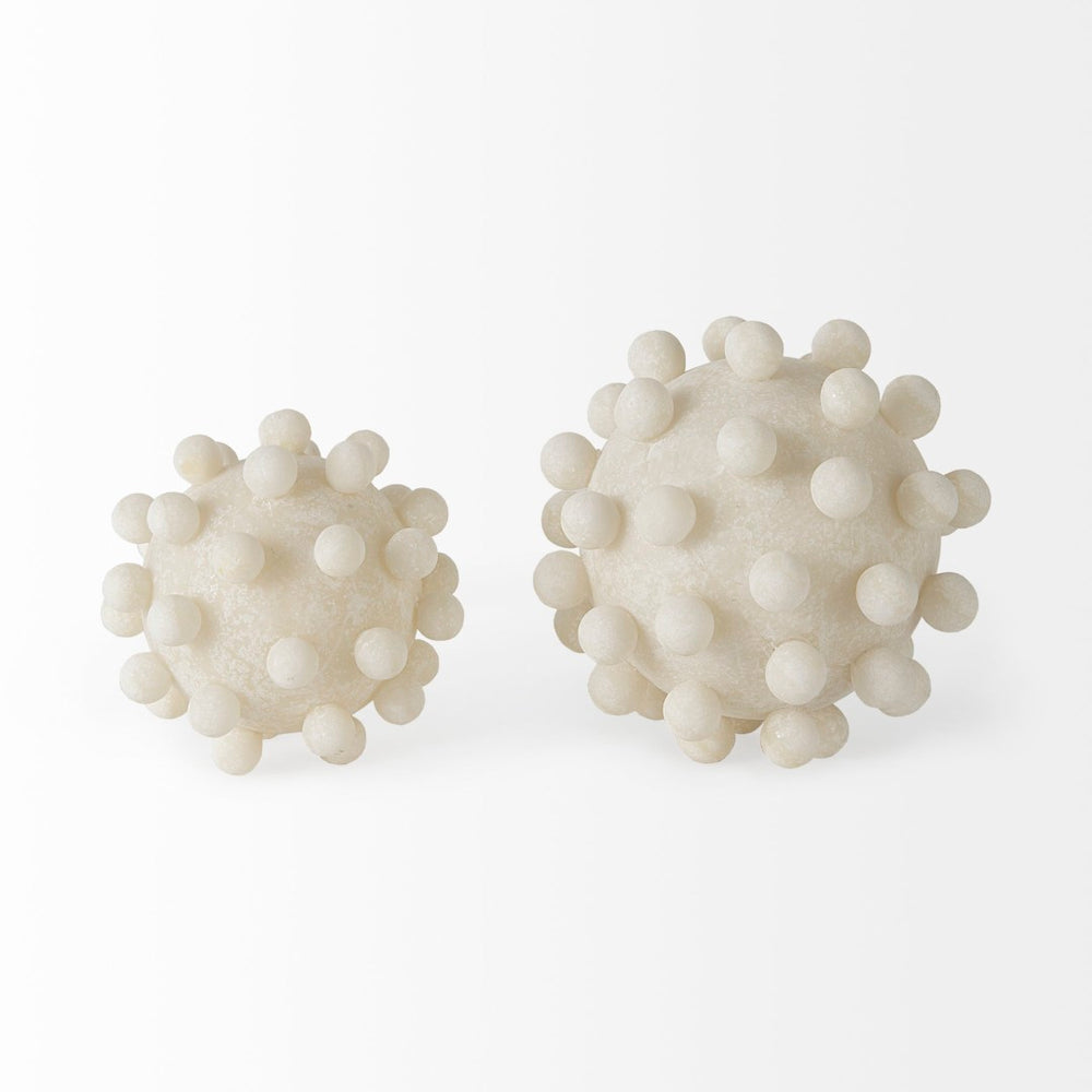 Mercana Malo Textured Small Sphere Decorative Object for Modern Interiors - Tactile Accent for Any Room Cream Resin | 5H 69539