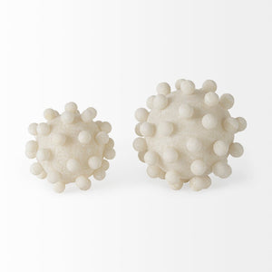 Mercana Malo Textured Small Sphere Decorative Object for Modern Interiors - Tactile Accent for Any Room Cream Resin | 5H 69539