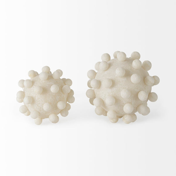 Mercana Malo Textured Small Sphere Decorative Object for Modern Interiors - Tactile Accent for Any Room Cream Resin | 5H 69539