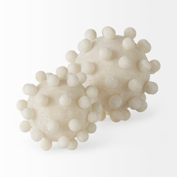 Mercana Malo Textured Small Sphere Decorative Object for Modern Interiors - Tactile Accent for Any Room Cream Resin | 6H 69540