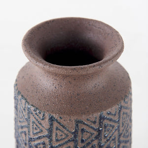 Mercana Sefina Small Decorative Ceramic Vase with Geometric Patterns for Modern Boho and Southwestern Decor Brown/Black Ceramic | 8H 68014