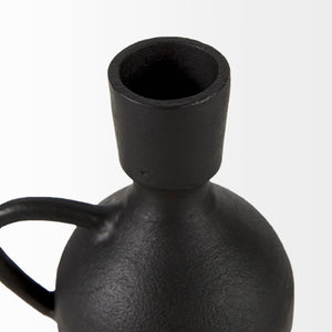 Mercana Cyrus Matte Black Spherical Vase with Flute Design – Sculptural Elegance for Modern Interiors Black Ceramic | 8H 69157