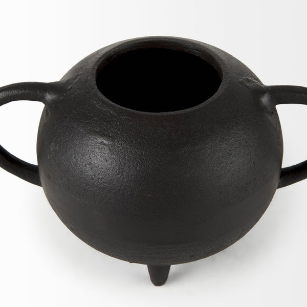 Mercana Cyrus Matte Black Spherical Vase with Flute Design – Sculptural Elegance for Modern Interiors Black Ceramic | 6H 69158