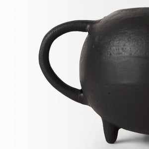 Mercana Cyrus Matte Black Spherical Vase with Flute Design – Sculptural Elegance for Modern Interiors Black Ceramic | 6H 69158