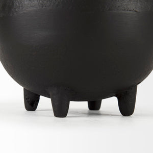 Mercana Cyrus Matte Black Spherical Vase with Flute Design – Sculptural Elegance for Modern Interiors Black Ceramic | 2 Handles | 8H 69159