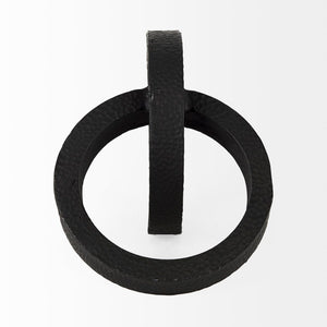 Mercana Rafiki Conjoined Circles Sculpture - Modern Metal Accent with Hammered Finish for Meaningful Decor Black Metal 69164