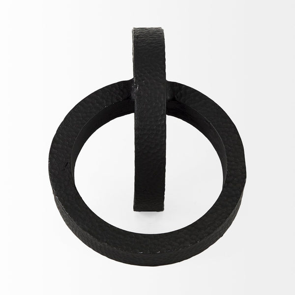 Mercana Rafiki Conjoined Circles Sculpture - Modern Metal Accent with Hammered Finish for Meaningful Decor Black Metal 69164