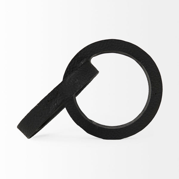 Mercana Rafiki Conjoined Circles Sculpture - Modern Metal Accent with Hammered Finish for Meaningful Decor Black Metal 69164