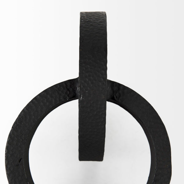 Mercana Rafiki Conjoined Circles Sculpture - Modern Metal Accent with Hammered Finish for Meaningful Decor Black Metal 69164
