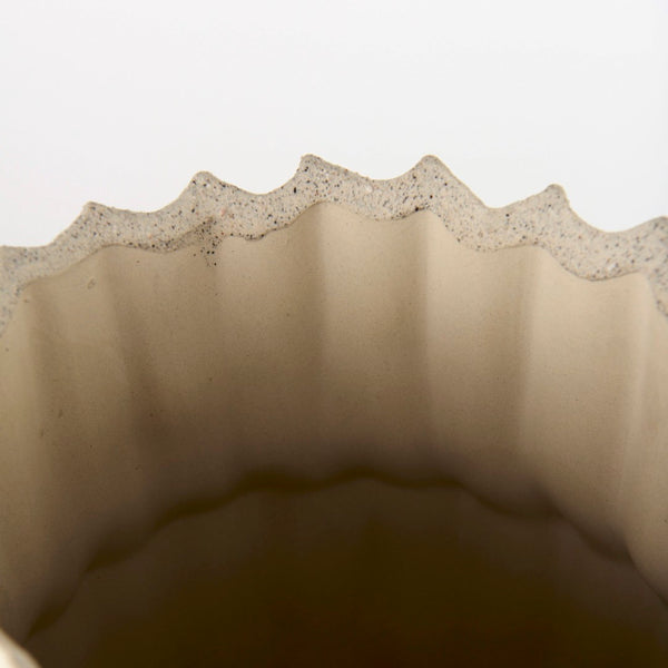 Mercana Cardon Elegant Ribbed Ceramic Vase - Sculptural Home Decor Accent for Modern and Coastal Interiors Cream Ceramic | 14H 69473