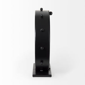 Mercana Marian Sculptural Table Clock - Rustic Metal Accent with Studded Design for Modern & Industrial Decor Black Metal | Round 69481