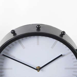 Mercana Marian Sculptural Table Clock - Rustic Metal Accent with Studded Design for Modern & Industrial Decor Black Metal | Round 69481