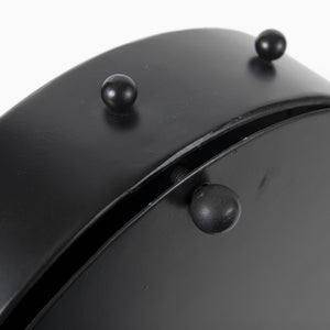 Mercana Marian Sculptural Table Clock - Rustic Metal Accent with Studded Design for Modern & Industrial Decor Black Metal | Round 69481