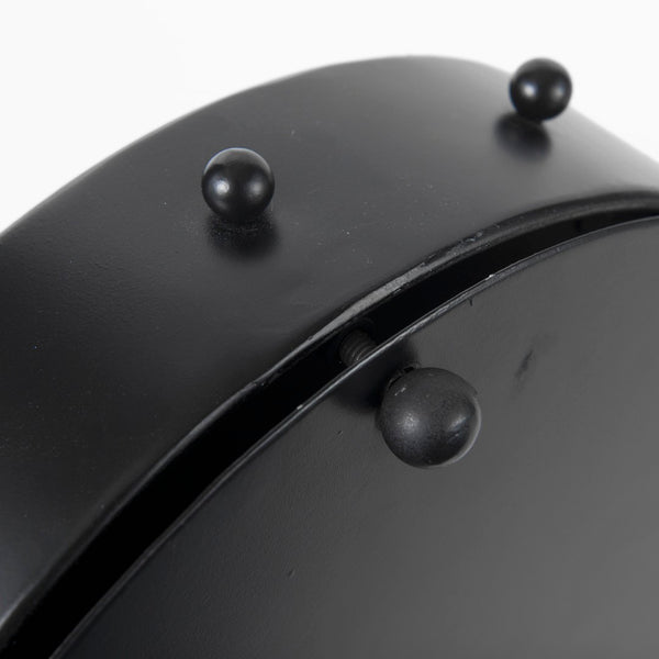 Mercana Marian Sculptural Table Clock - Rustic Metal Accent with Studded Design for Modern & Industrial Decor Black Metal | Round 69481