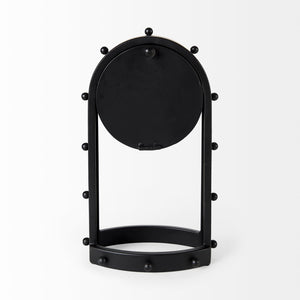 Mercana Marian Striking Studded Table Clock - Industrial Metal Design for Bold Home Decor and Style Black Metal | Oval 69483