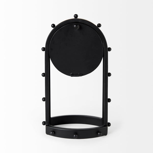 Mercana Marian Striking Studded Table Clock - Industrial Metal Design for Bold Home Decor and Style Black Metal | Oval 69483