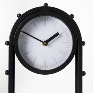 Mercana Marian Striking Studded Table Clock - Industrial Metal Design for Bold Home Decor and Style Black Metal | Oval 69483