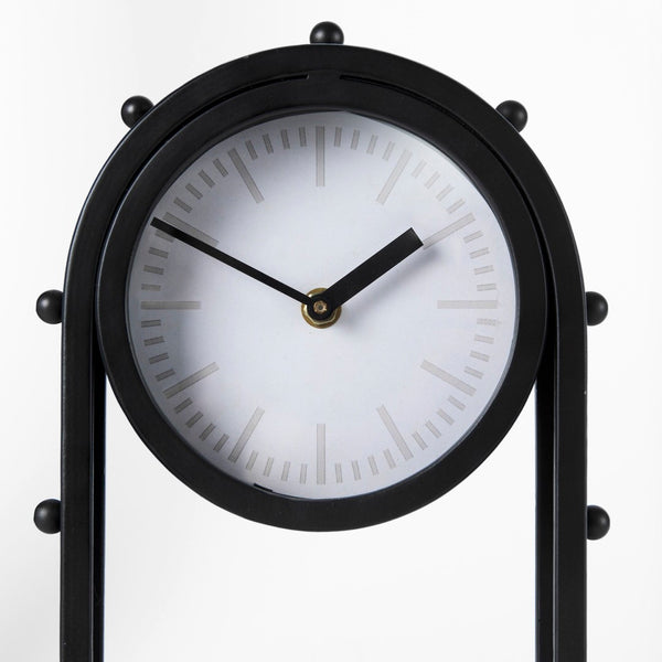 Mercana Marian Striking Studded Table Clock - Industrial Metal Design for Bold Home Decor and Style Black Metal | Oval 69483