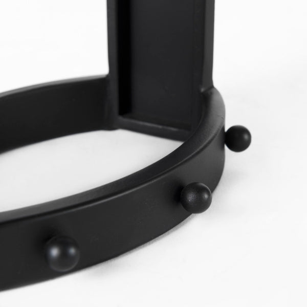 Mercana Marian Striking Studded Table Clock - Industrial Metal Design for Bold Home Decor and Style Black Metal | Oval 69483