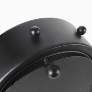 Mercana Marian Striking Studded Table Clock - Industrial Metal Design for Bold Home Decor and Style Black Metal | Oval 69483