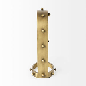Mercana Marian Striking Studded Table Clock - Industrial Metal Design for Bold Home Decor and Style Gold Metal | Oval 69484