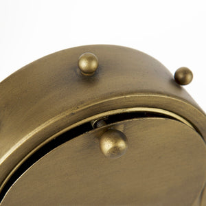 Mercana Marian Striking Studded Table Clock - Industrial Metal Design for Bold Home Decor and Style Gold Metal | Oval 69484