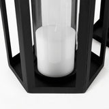 Mercana Balley 9.4L x 9.4W x 19.7H Set of Two Matte Black Metal Hexagonal Candle Holder Lanterns  69532