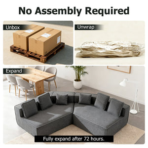 English Elm 132"oversized Teddy Velvet Modular Sectional Plush Foam Couch for Large Living Rooms W3326S00038