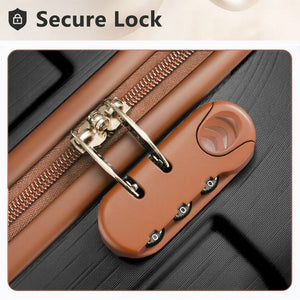English Elm Luggage Set 3 Piece Abs Hard Shell Expandable Suitcase with Tsa Lock Spinner Wheels Black Brown N730P296584A