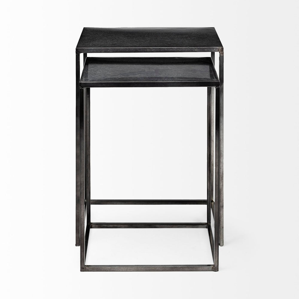 Mercana Kasey Galvanized Metal Nesting Accent Tables - Modern, Versatile Design for Stylish Living Spaces 69338