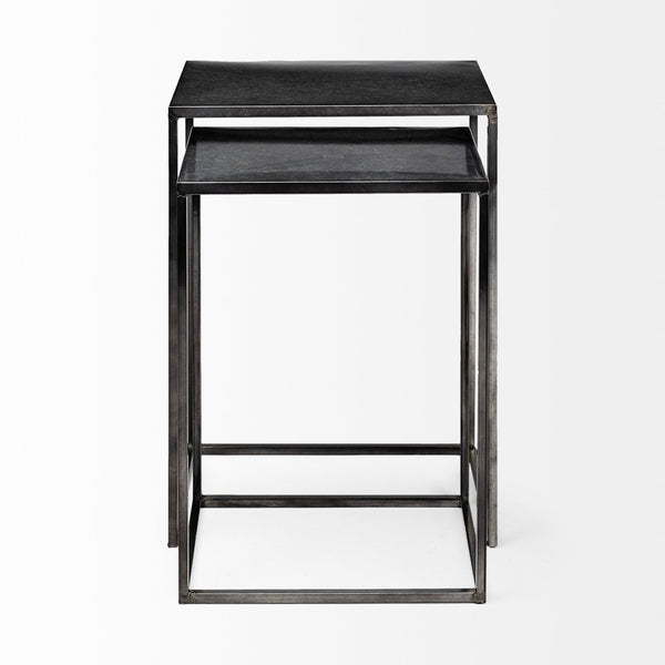 Mercana Kasey Galvanized Metal Nesting Accent Tables - Modern, Versatile Design for Stylish Living Spaces 69338