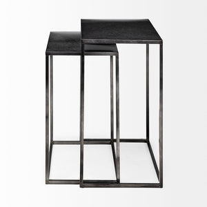 Mercana Kasey Galvanized Metal Nesting Accent Tables - Modern, Versatile Design for Stylish Living Spaces 69338