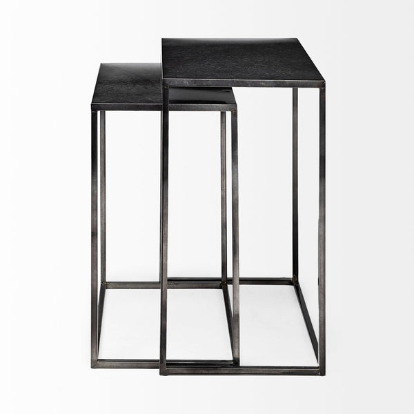 Mercana Kasey Galvanized Metal Nesting Accent Tables - Modern, Versatile Design for Stylish Living Spaces 69338
