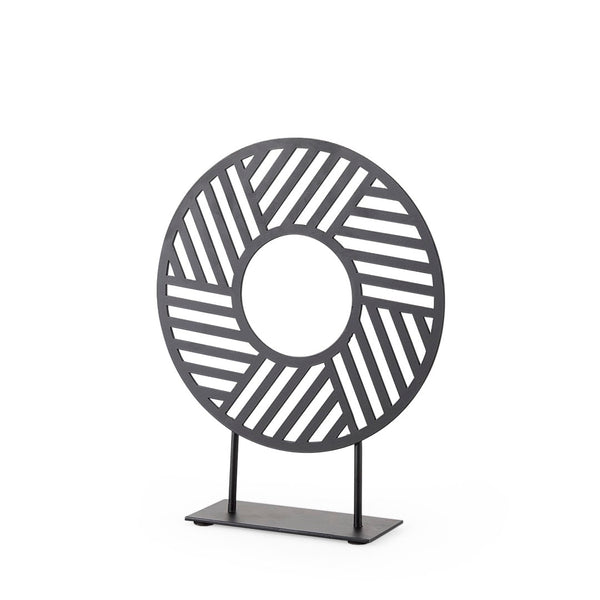 Mercana Micra Modern Matte Black Decorative Object on Stand - Sculptural Accent for Contemporary Spaces Black Metal | 11H 69493