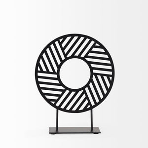 Mercana Micra Modern Matte Black Decorative Object on Stand - Sculptural Accent for Contemporary Spaces Black Metal | 11H 69493