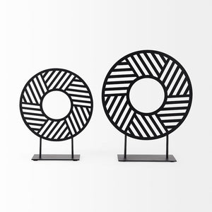 Mercana Micra Modern Matte Black Decorative Object on Stand - Sculptural Accent for Contemporary Spaces Black Metal | 11H 69493