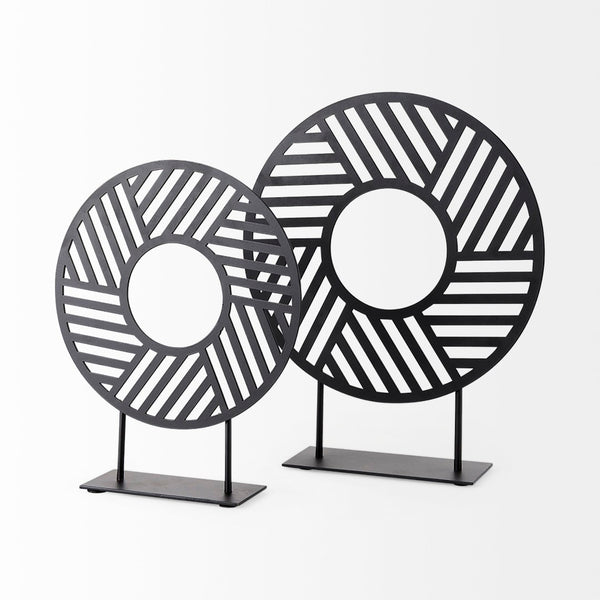 Mercana Micra Modern Matte Black Decorative Object on Stand - Sculptural Accent for Contemporary Spaces Black Metal | 11H 69493