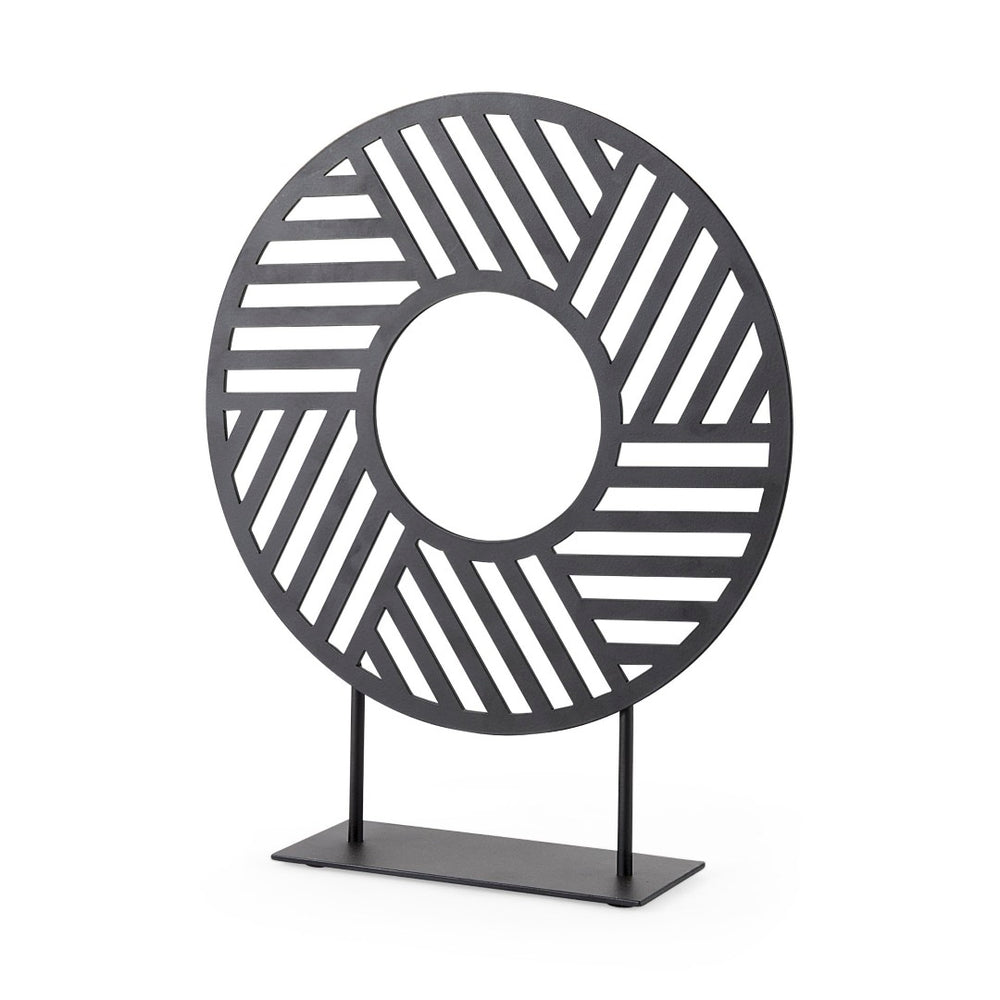 Mercana Micra Modern Matte Black Decorative Object on Stand - Sculptural Accent for Contemporary Spaces Black Metal | 13H 69494