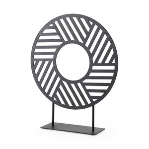 Mercana Micra Modern Matte Black Decorative Object on Stand - Sculptural Accent for Contemporary Spaces Black Metal | 13H 69494