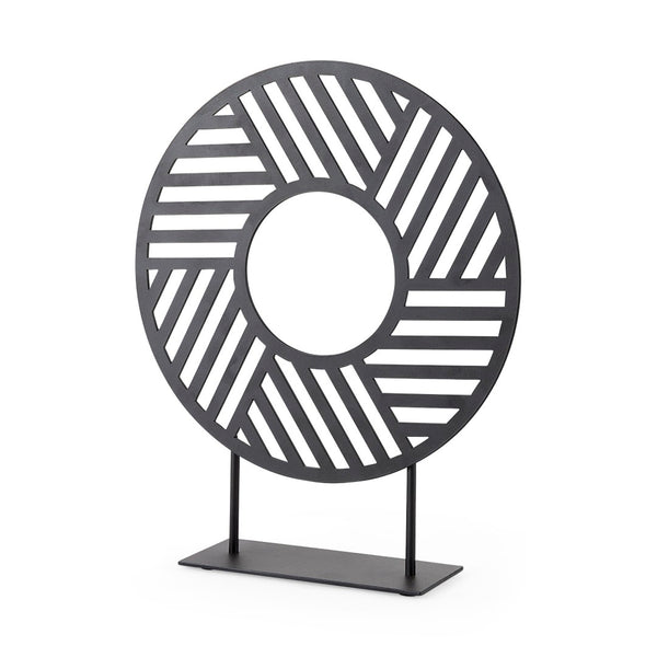 Mercana Micra Modern Matte Black Decorative Object on Stand - Sculptural Accent for Contemporary Spaces Black Metal | 13H 69494