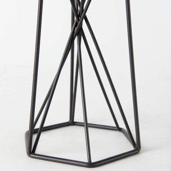 Mercana Sixx Hexagonal Candle Holder - Modern Industrial Design for Stylish Home Décor & Tabletop Display Antiqued Metal | 8.1H 67886