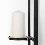 Mercana Evianna 7L x 7W x 25H Mirrored W/Black Metal Frame Wall Candle Holder 69335