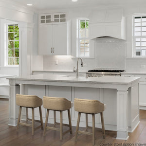 Mercana Monmouth Coastal Farmhouse Bar Stool with Comfortable Jute-Back and Natural Mango Wood Frame Cream Fabric | Brown Wood | Bar 68142