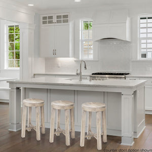 Mercana Brahma 26" Counter Stool - Timeless Farmhouse Charm with Sturdy Mango Wood and Minimalist Design White Washed Wood | 30H 68211